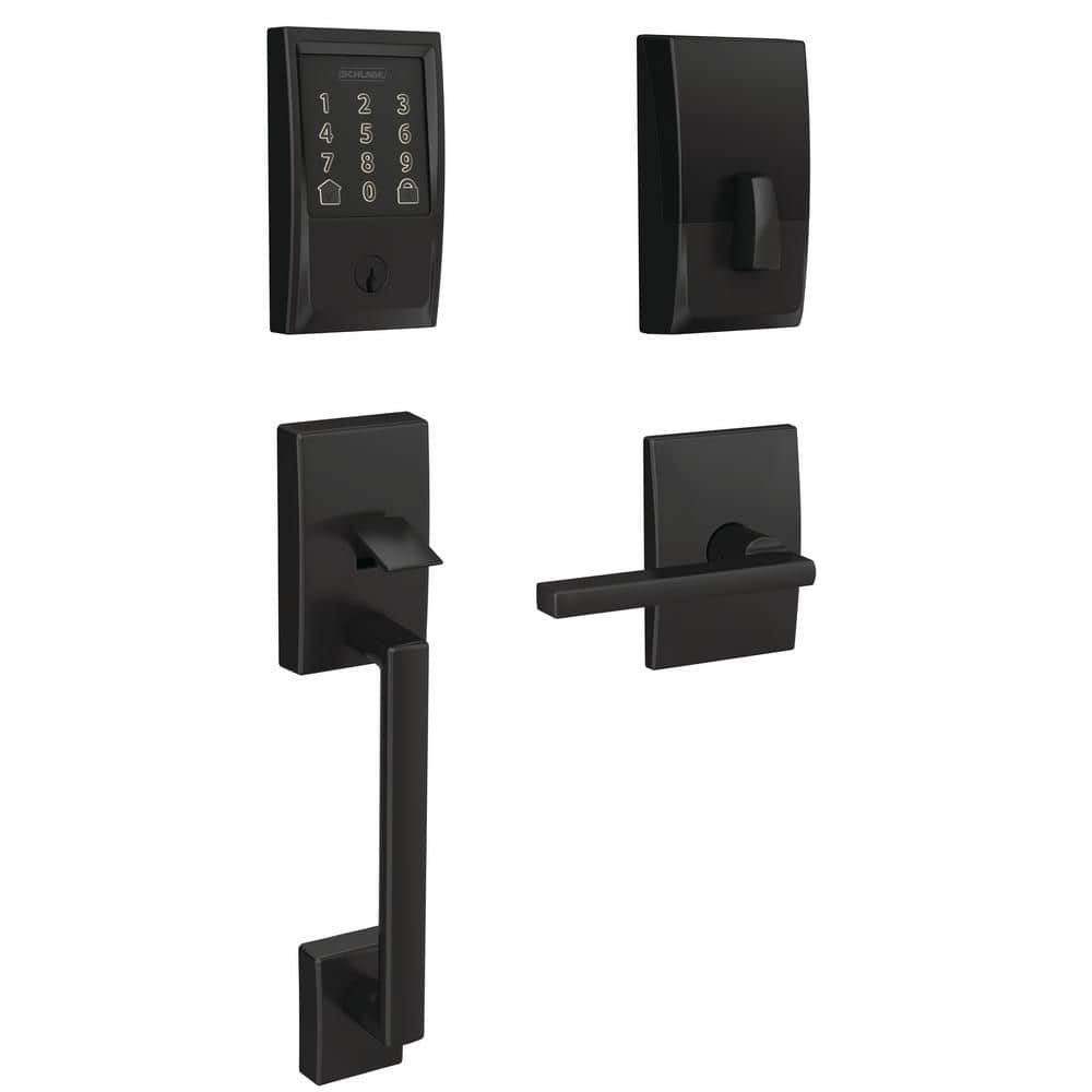Schlage Century Encode Smart Wifi Deadbolt Door Lock with Alarm and Latitude  Lever Handleset in Matte Black FE489CEN622LAT The Home Depot