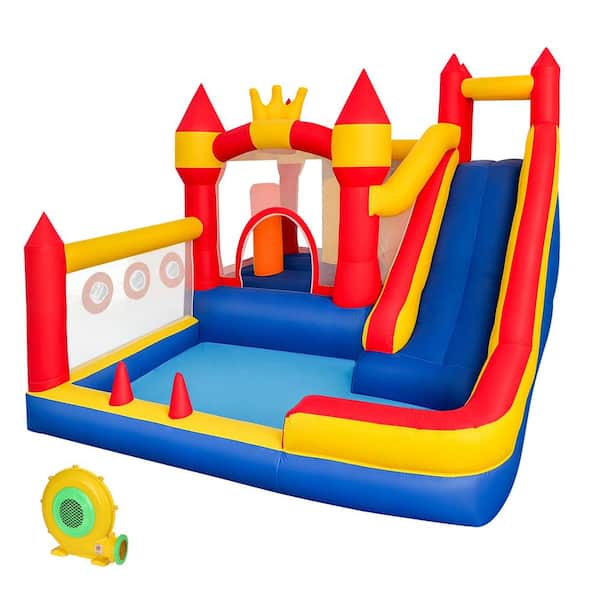 12.73 FT Bounce House with Slide, Climbing Wall, Ball Pit, Obstacles, Trampoline & Basketball Hoop for Indoor & Outdoor
