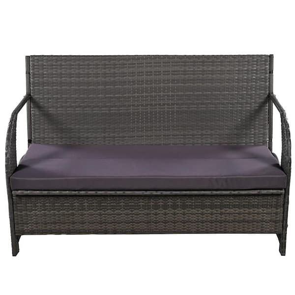 Wicker Outdoor Loveseat with Gray Cushions