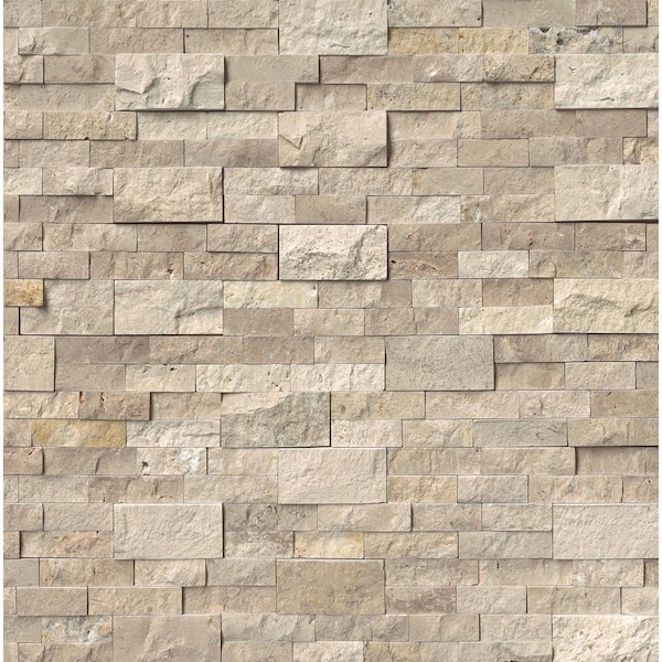 Roman Beige Ledger Panel 6 in. x 24 in. Splitface Travertine Wall Tile (6 sq. ft./case)