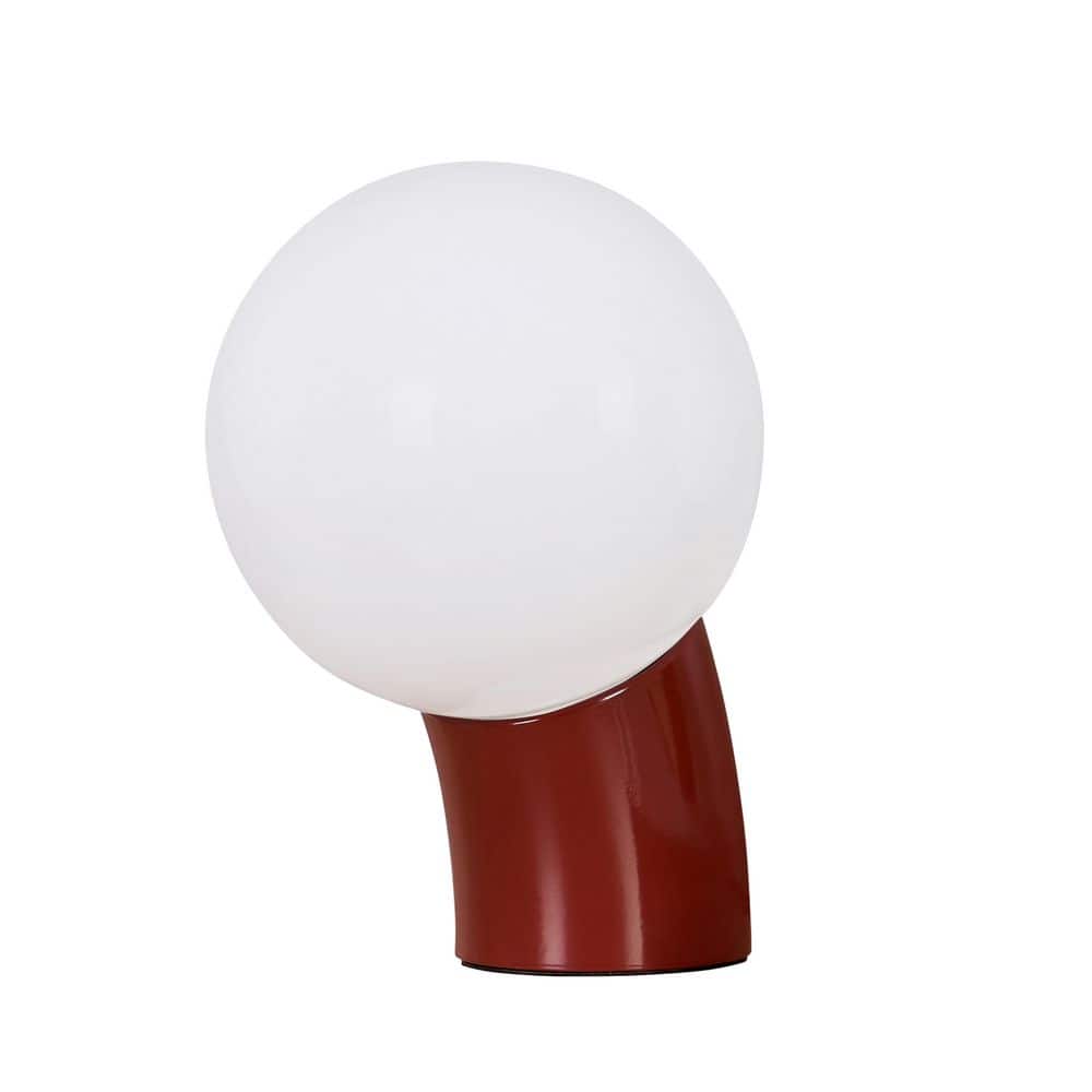Vino LED 7.95 in. Glossy Red Midcentury Round Globe Dimmable Bedside Nightstand Desk Lamp with Fast Charging USB-C Port price history on PriceWatchPro