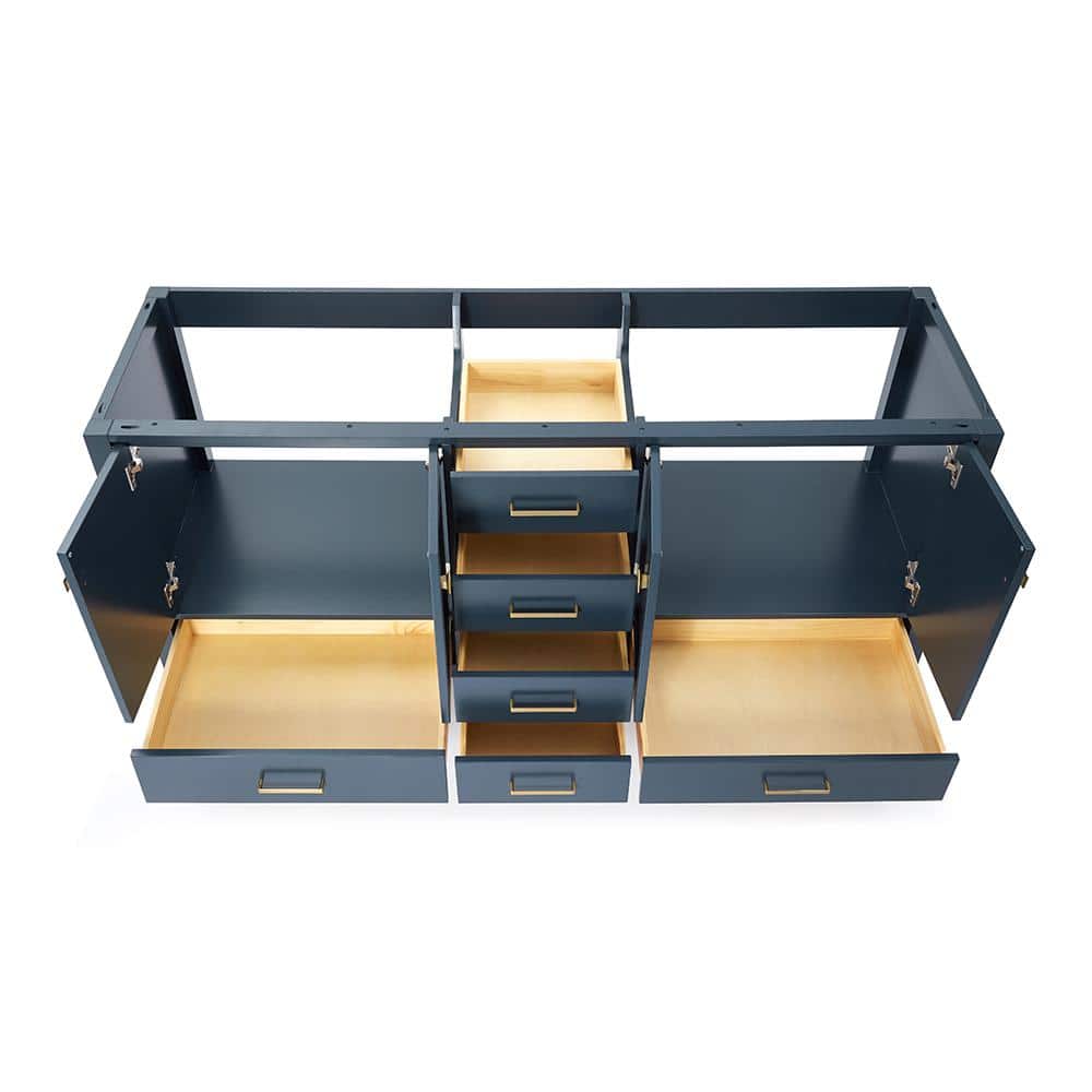 Midnight Blue 72" Double Freestanding Solid Wood Vanity