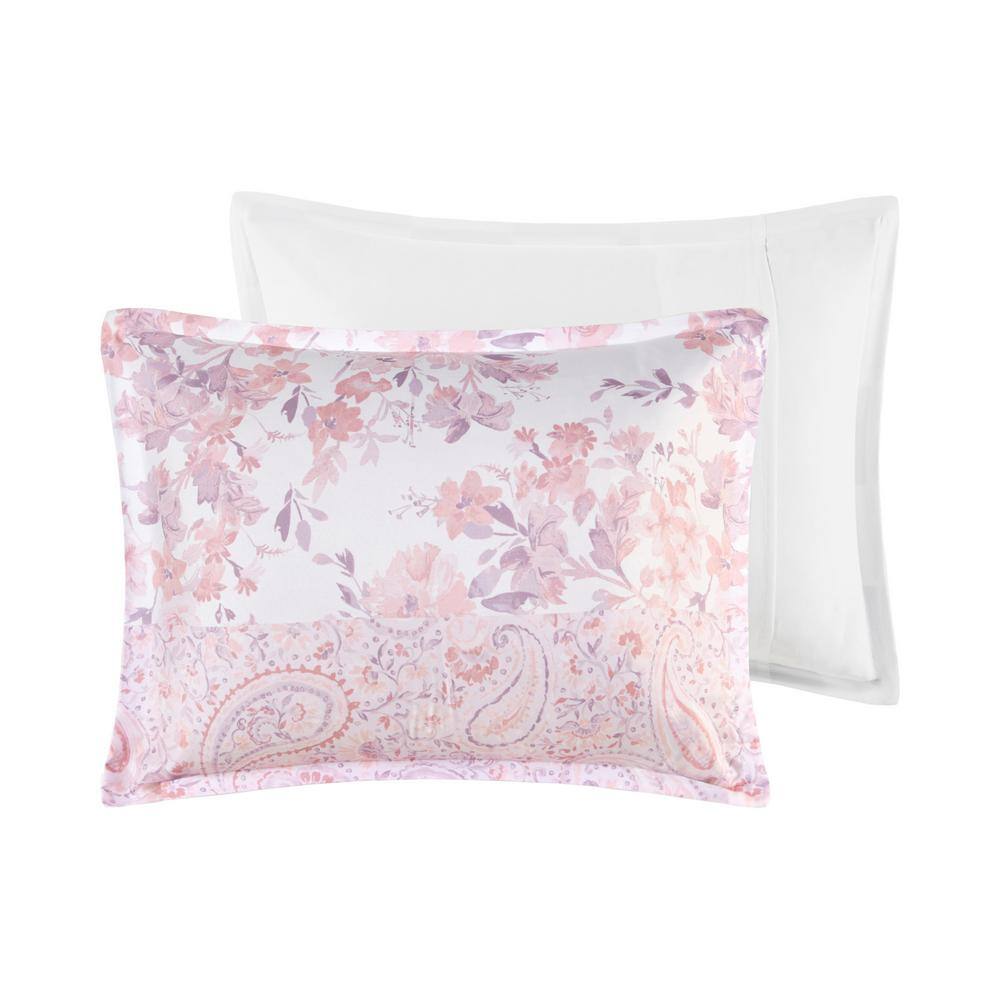 Romantic Pink Floral Paisley Full Comforter Set with Microfiber