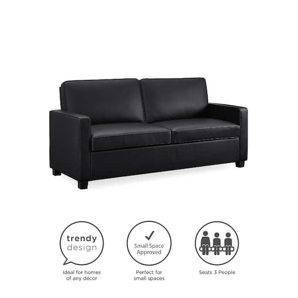 Dhp Celeste 70 In Black Faux Leather 2, Full Size Leather Sofa Bed
