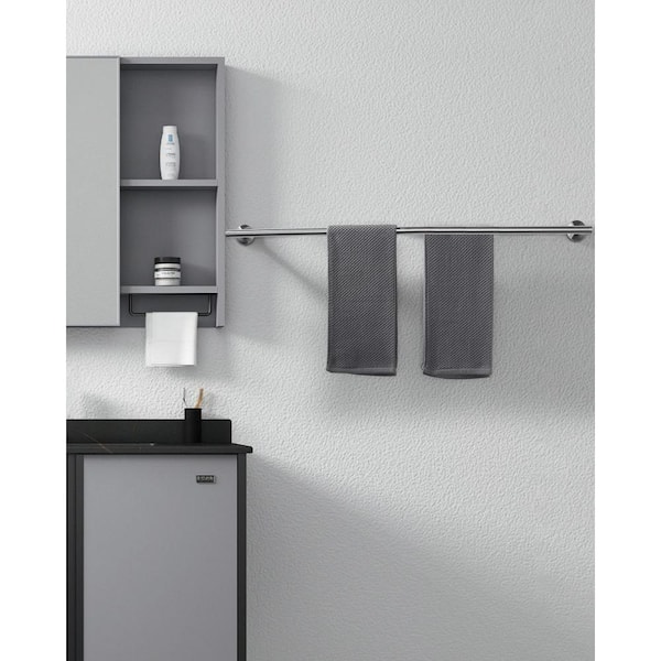 Thicken SUS 304 Stainless Steel Double Round Bar 36 in. Wall Mount Towel Bar Bath Hardware Accessory in Brushed Nickel