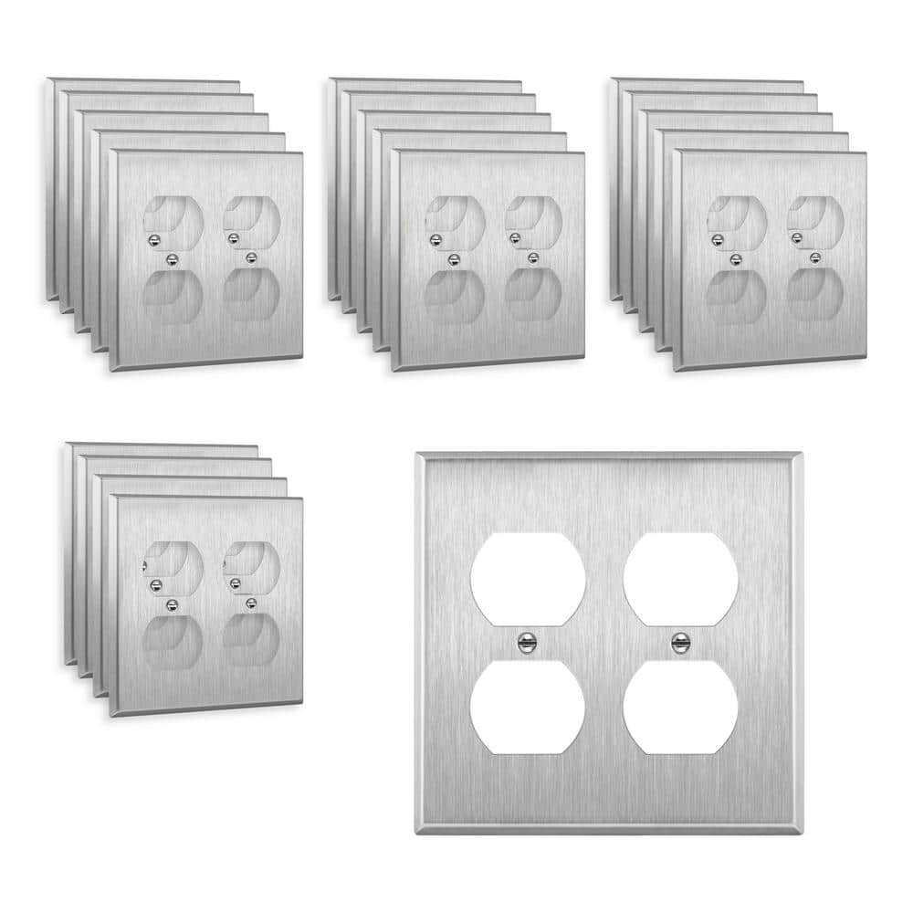 2-Gang Stainless Steel Duplex Outlet Wall Plate