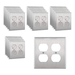 2-Gang Stainless Steel Duplex Outlet Metal Wall Plate, Standard Size (20-Pack)