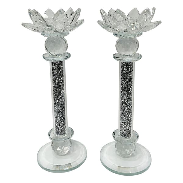 Exquisite 2-Piece Candle Holders in Silver (Gift Box Included)