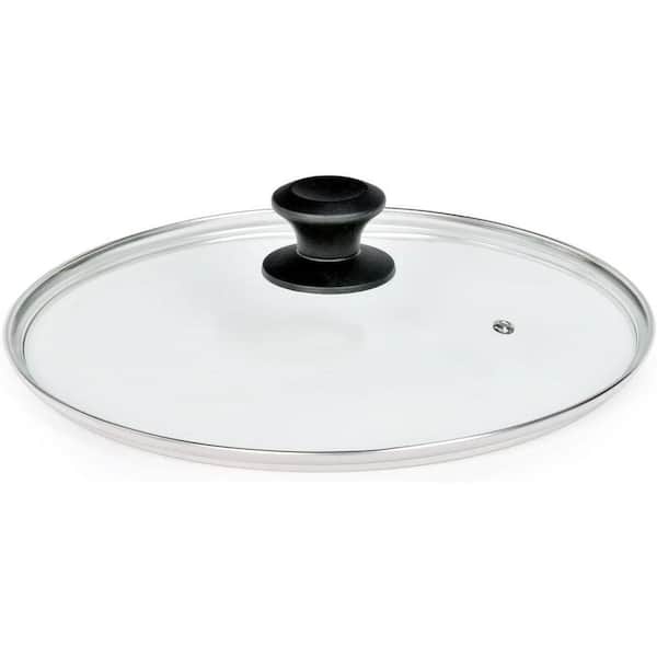 13 in. Tempered Glass Lid Black Finish Replacement Cover Compatible with Frying Pan Skillet Cast Iron Pots