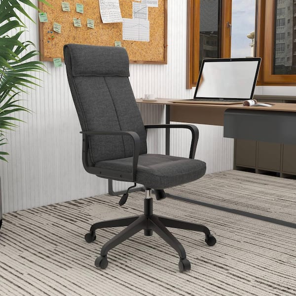 Leisuremod Ergonomic Office Chair High-Back Polyester Adjustable Height Swivel and Tilt Aiaria Collection in Charcoal