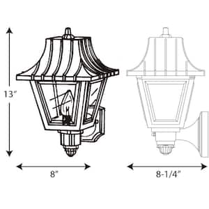Mansard Collection 1-Light Textured Black Clear Beveled Acrylic Shade Traditional Outdoor Small Wall Lantern Light
