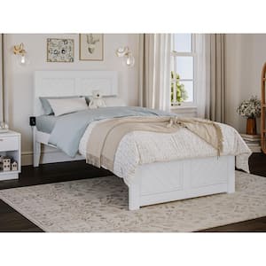 Canyon White Solid Wood Twin Platform Bed with Matching Footboard