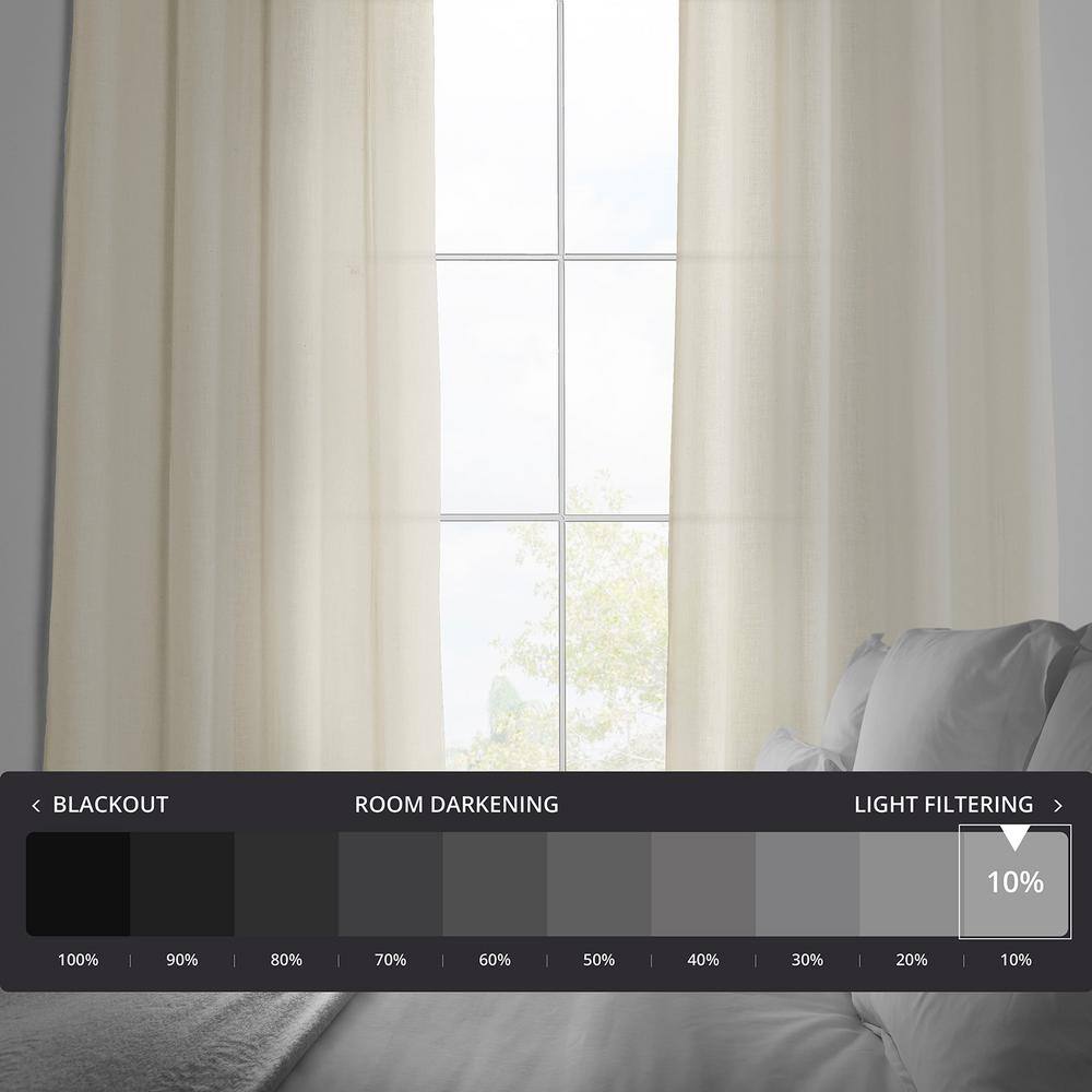 Extra Long Off-White Grommet Sheer Linen-Blend Drapes