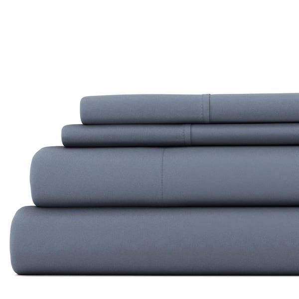 Becky Cameron 4-Piece Solid Stone Microfiber Full Bed Sheet Set