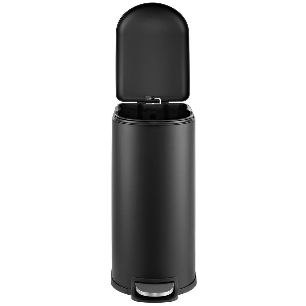 Black Stainless Steel Fingerprint Resistant Step-Open Trash Can