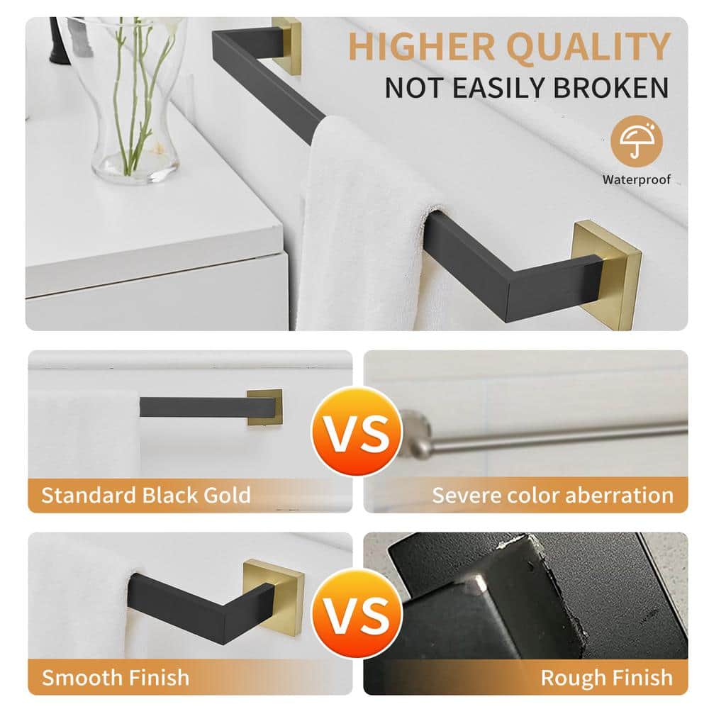 24-Inch Matte Black Stainless Steel Wall Mounted Towel Bar