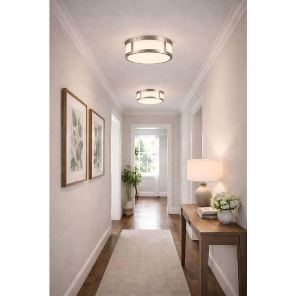 10 in. Bowl Brushed Nickel Antique Brass Intgrated LED Flush Mount Light for Living room, Dining room, Entryway