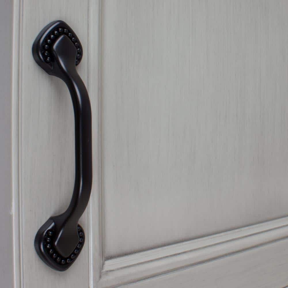 Matte Black Beaded Spade Cabinet Arch Pull Set