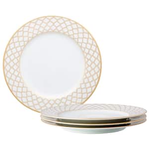 Eternal Palace Gold 10.5 in. (Gold) Porcelain Dinner Plates, (Set of 4)