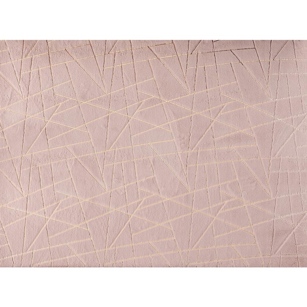 Lily Luxury Chinchilla Faux Fur 4'x6' Pink/Gold Abstract Rectangular Area Rug
