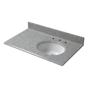 37 in. W x 22 in. D Granite Vanity Top in Napoli with White Offset Right Bowl