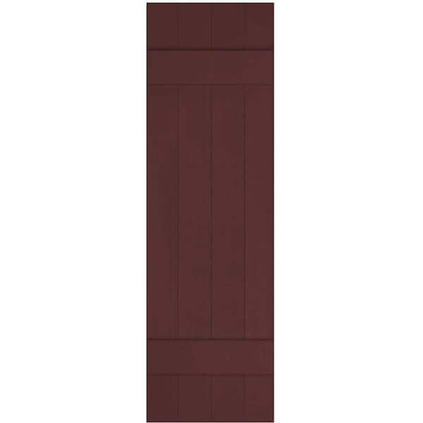 Ekena Millwork 14 in. x 47 in. Lifetime Vinyl Custom Four Board Joined Board and Batten Shutters Pair Bordeaux