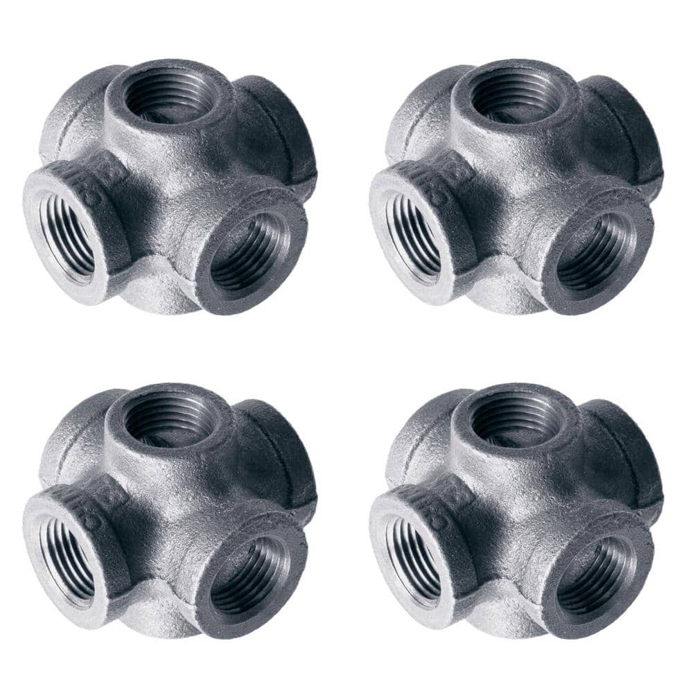 1/2 in. 6-Way Black Iron Cross with Double Side Outlet Fitting (4 Pack) price history on PriceWatchPro