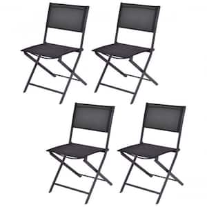 Outdoor Black Patio Folding Chairs (4-Pack)