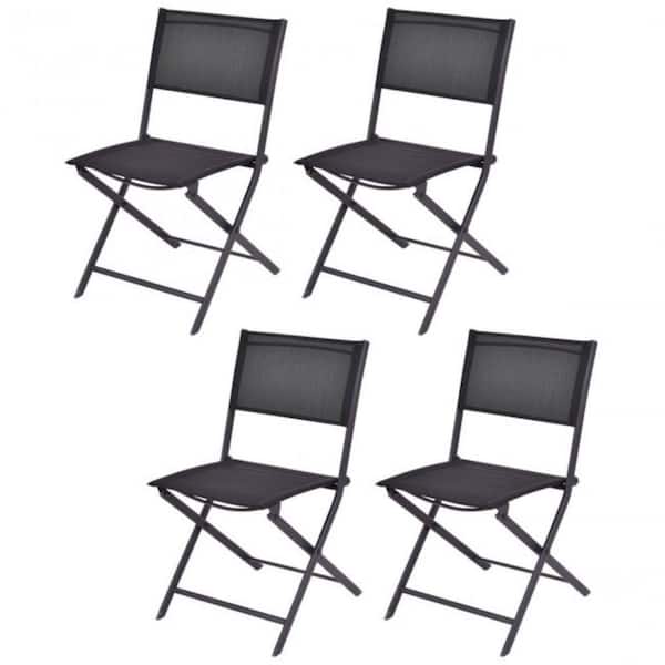 Alpulon Outdoor Black Patio Folding Chairs (4-Pack)