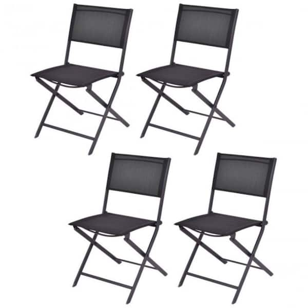 Alpulon Outdoor Black Patio Folding Chairs (4Pack) ZMWV147 The Home Depot