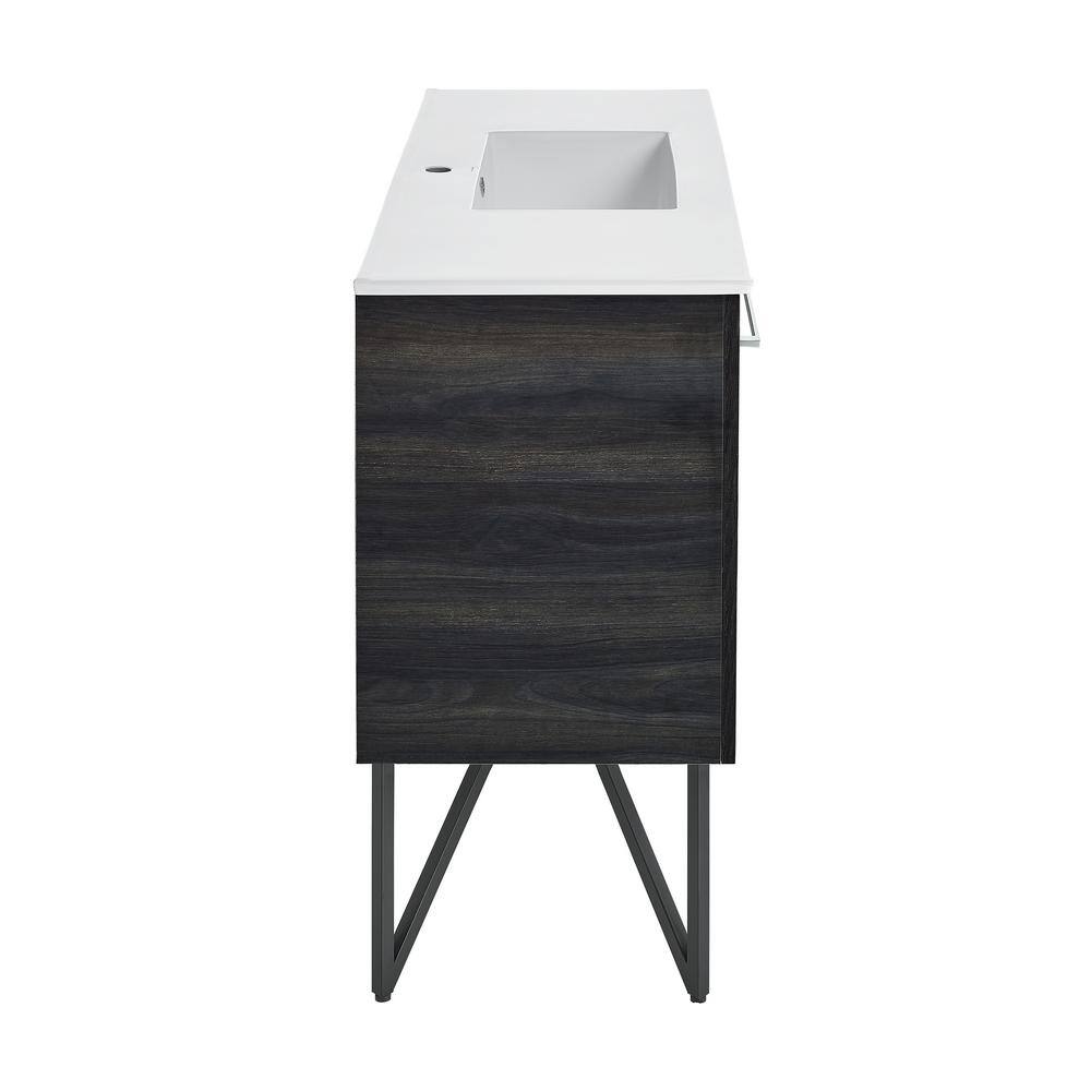 Annecy 48" Black Walnut Freestanding Bathroom Vanity with White Basin