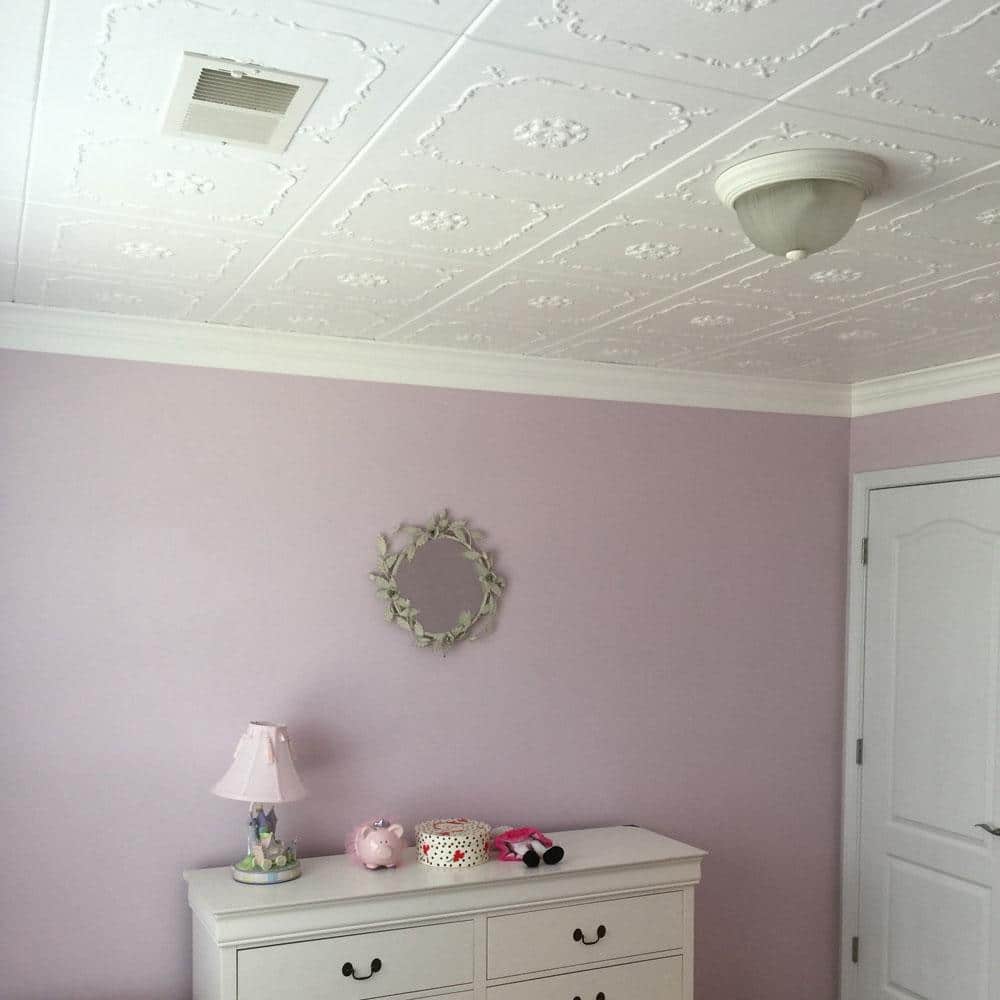 Bourbon Street White Polystyrene Glue-up Ceiling Tile