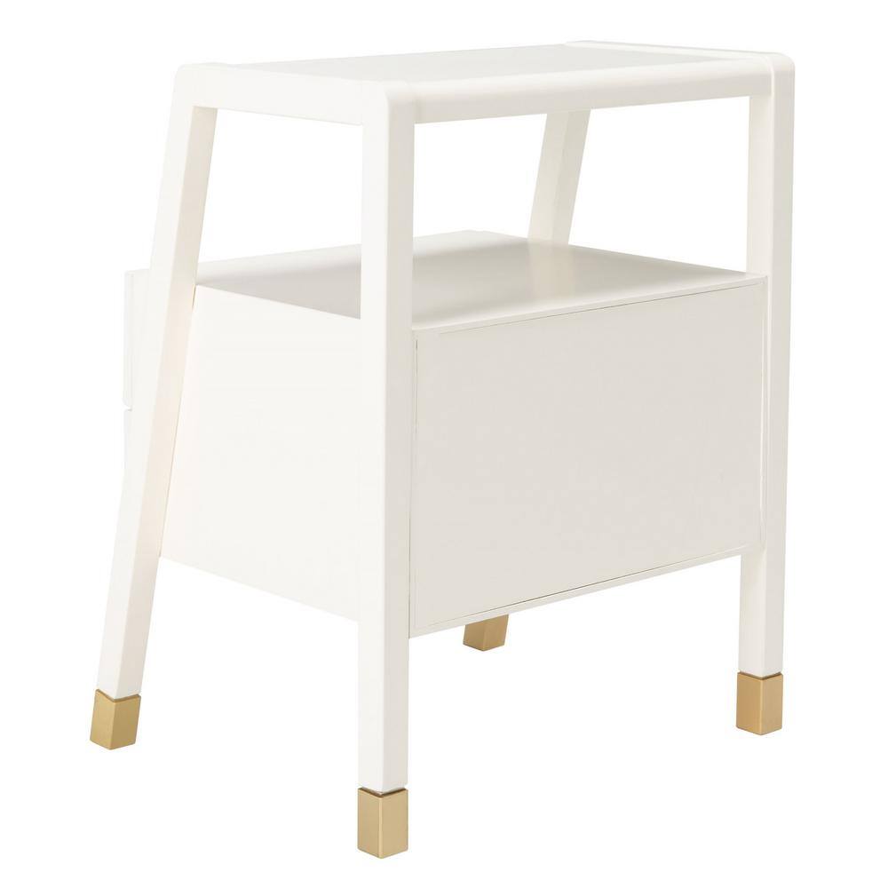 Cove Chic White/Gold Rectangular Storage Accent Table
