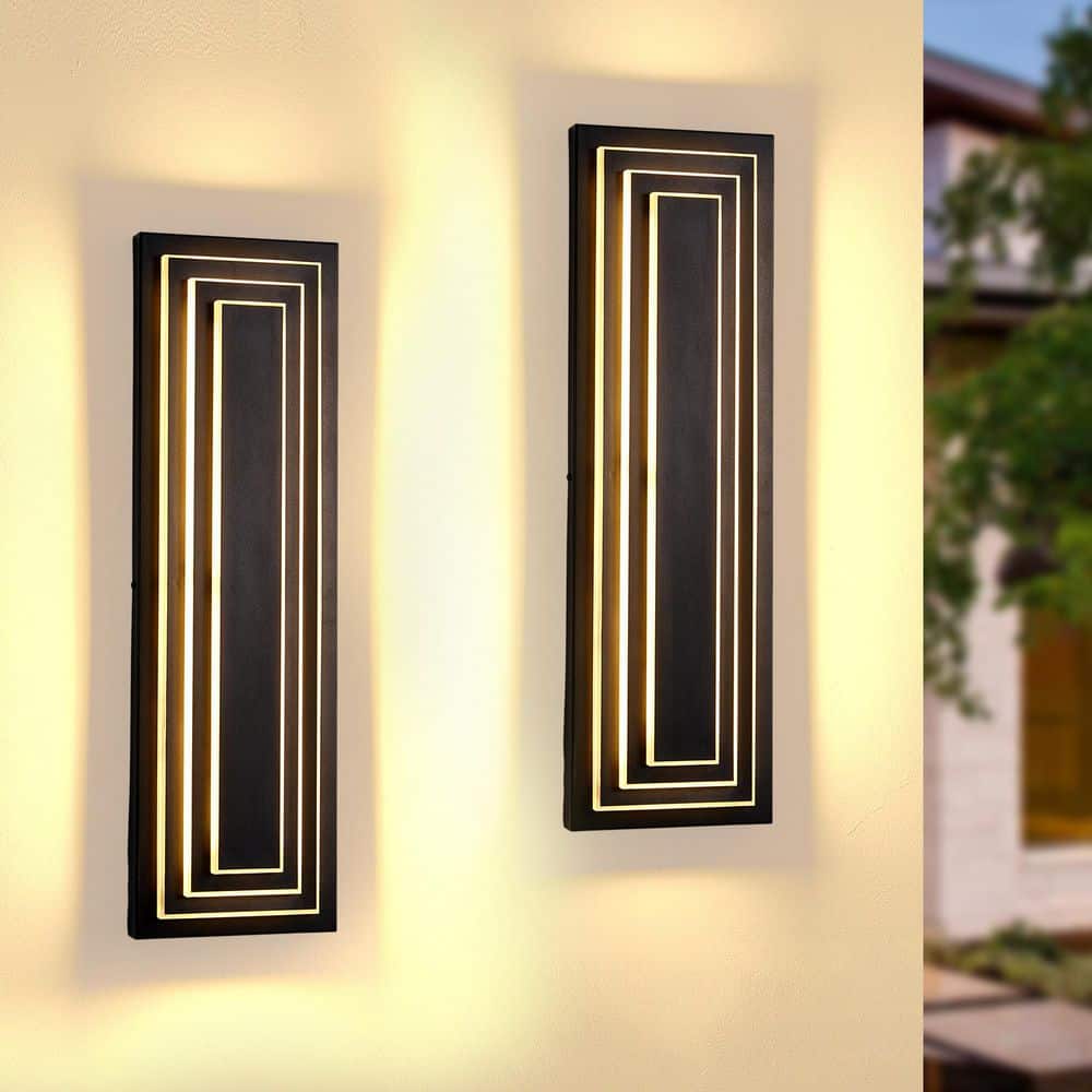 24 in. Modern Black LED Outdoor Wall Sconce, IP65 Waterproof Exterior Lights Fixture for Entrance, Hallway(2-Pack) price history on PriceWatchPro