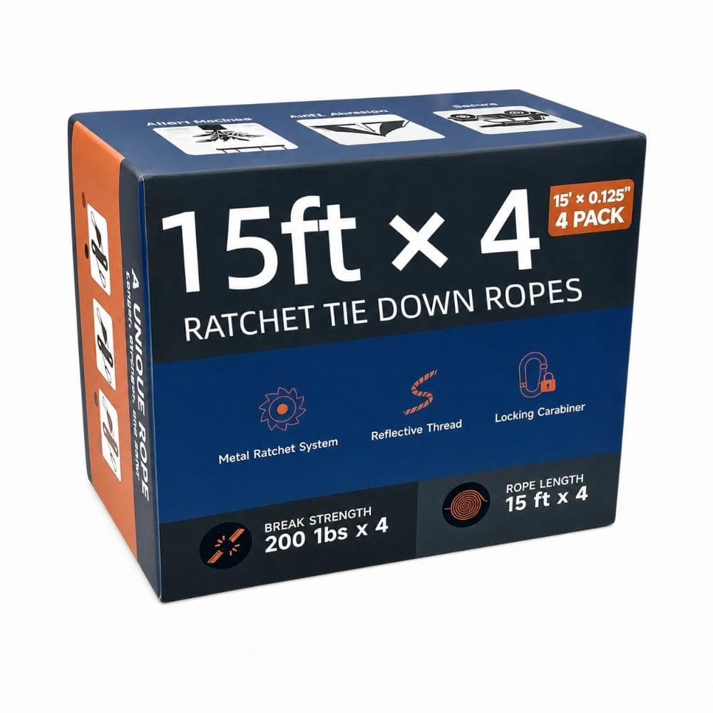 15 FT Ratchet Rope Straps 4-Pack 1/8 in Reflective Paracord 550 Adjustable Tie Down for Camping, Hammock, Grow price history on PriceWatchPro