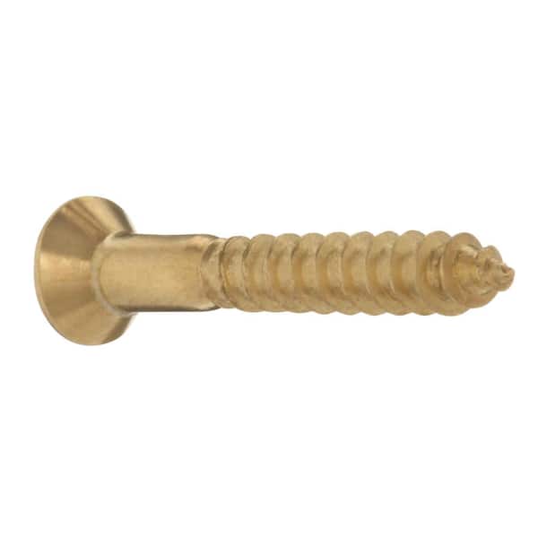 #8 x 1-1/4 in. Brass Phillips Flat Head Wood Screw (2-Pack)