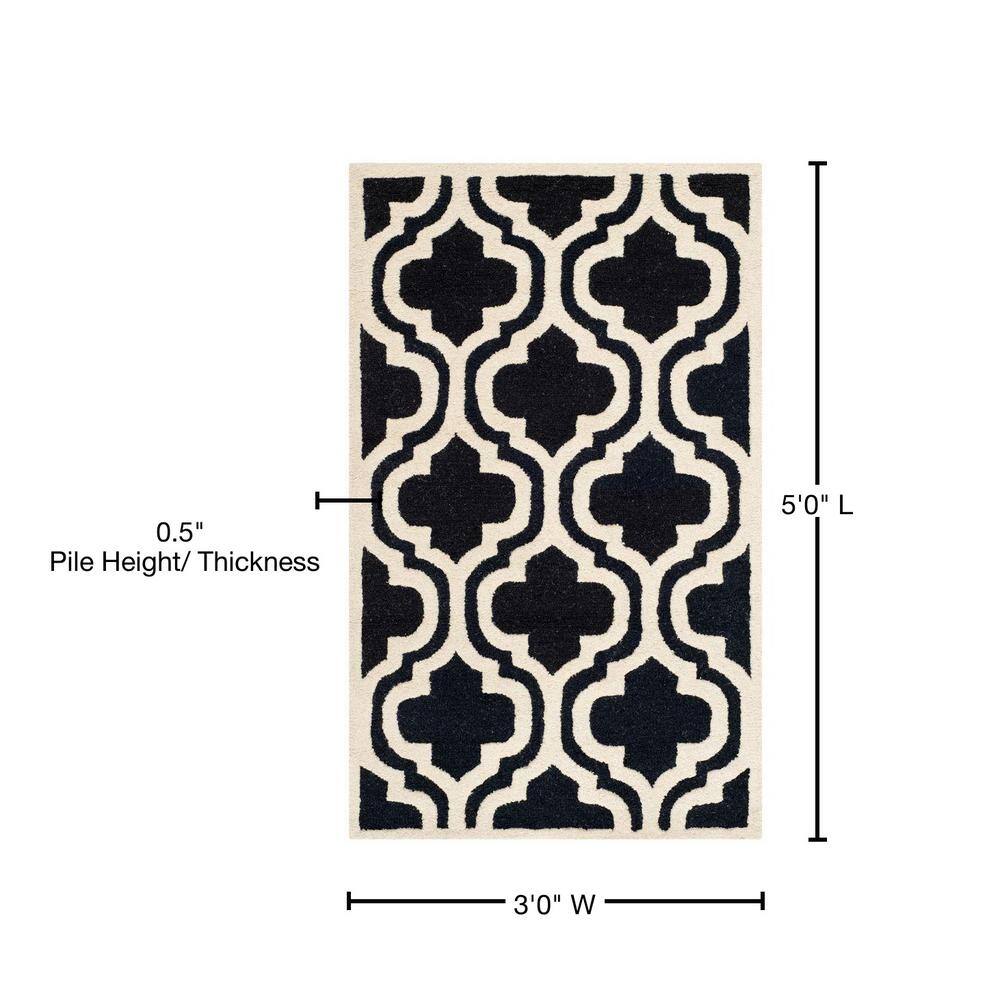 Black and Ivory Hand-Tufted Wool 8' x 10' Rug