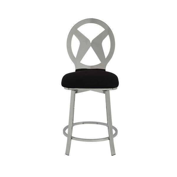 Acme Furniture Felice Black Microfiber and Chrome Counter Height Chair (Set of 2)