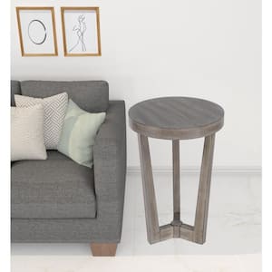 Charlie 16 in. Gray Round Wood End Table