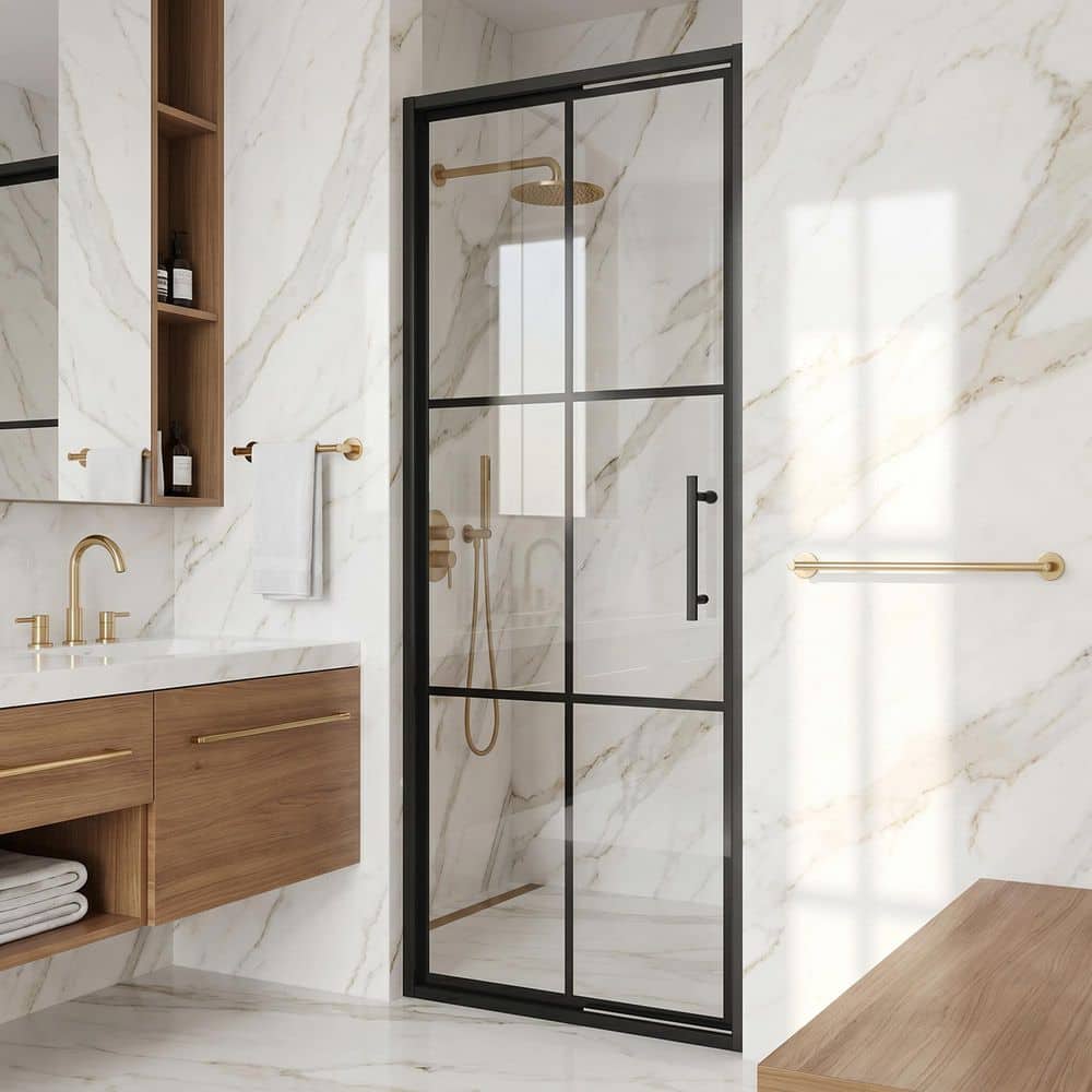 VIGO Astoria 32 in. W x 76 in. H Space Saving Framed Pivot Shower