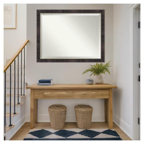 Odin Antique Bronze 44.75 in. x 34.75 in. Beveled Modern Rectangle Wood Framed Wall Mirror