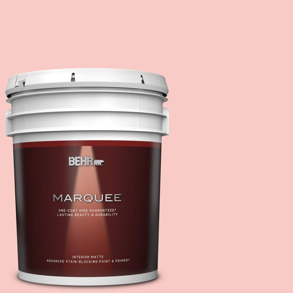 BEHR MARQUEE 5 gal. #160C-2 Flush Pink Matte Interior Paint & Primer 145005  - The Home Depot