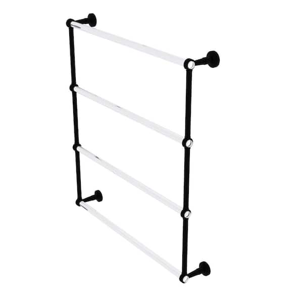 Allied Brass Pacific Beach 4-Tier 30 in. Ladder Towel Bar with Groovy Accents in Matte Black