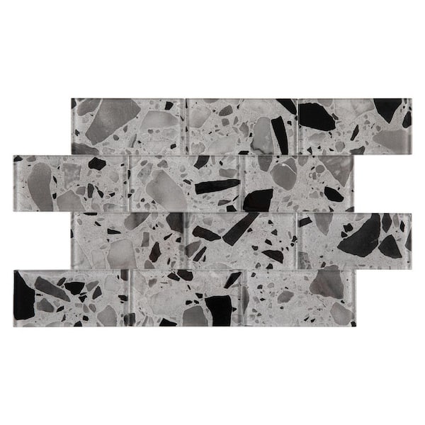 Giorbello Silver Moonstone 3 in. x 6 in. x 8 mm Glass Subway Tile (5 sq. ft./case)