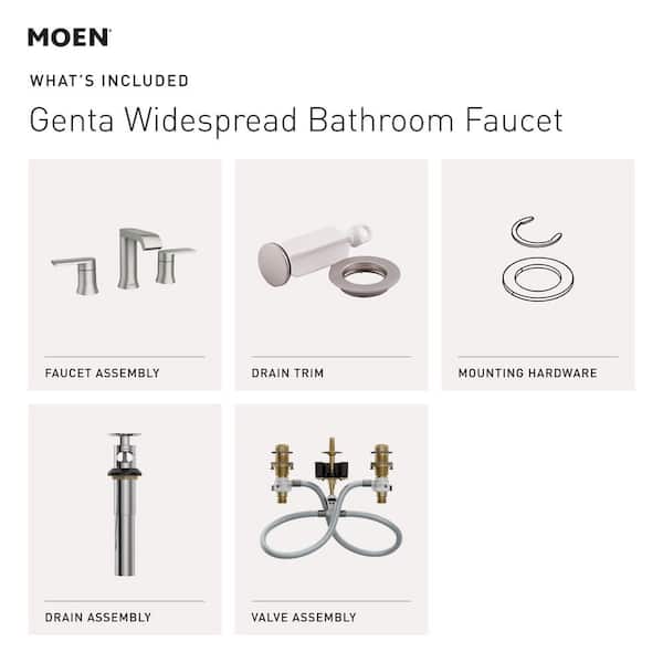 Genta 8in. Widespread Double Handle Bathroom Faucet w/ Drain Kit Included in Spot Resist Brushed Nickel (Valve Included)