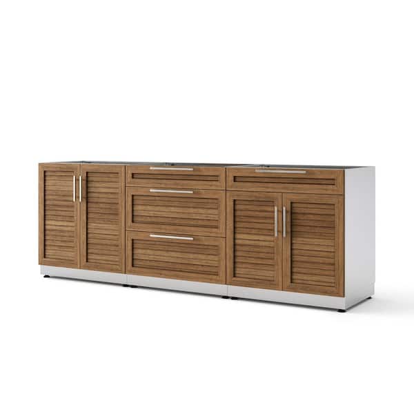 Outdoor Kitchen Stainless Steel Grove 92 in. W x 36.5 in. H x 24 in. D 3 Piece Cabinet Set without Countertop