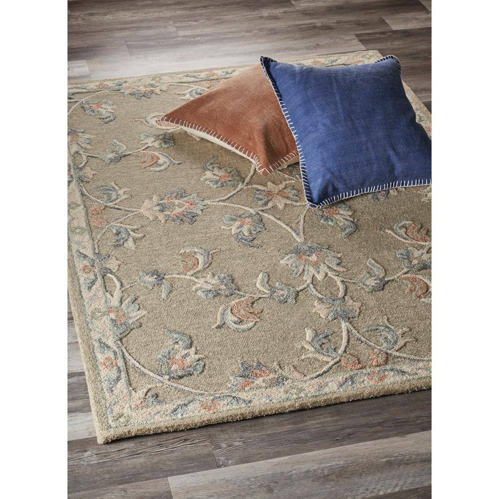 Victorian Mirroring Floral Bloom Hand-Tufted Wool Rug 5' x 7' Blue