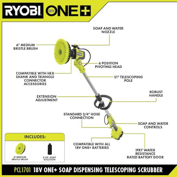 RYOBI ONE+ 18V Cordless Soap Dispensing Scrubber (Tool Only