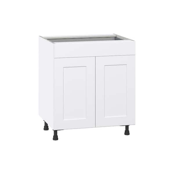 J COLLECTION Roseland 30 in. W x 24 in. D x 34.5 in. H Assembled Shaker Base Kitchen Cabinet in Warm White with Drawers