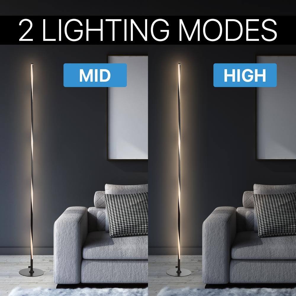 Arcadia Adjustable Black Silk Shade 63.75" LED Floor Lamp